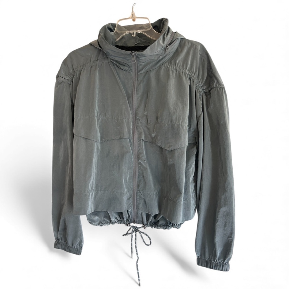 GARNET HILL Any-Day Lightweight Windbreaker Jacket Gray Boxy Utility Gorp Size M